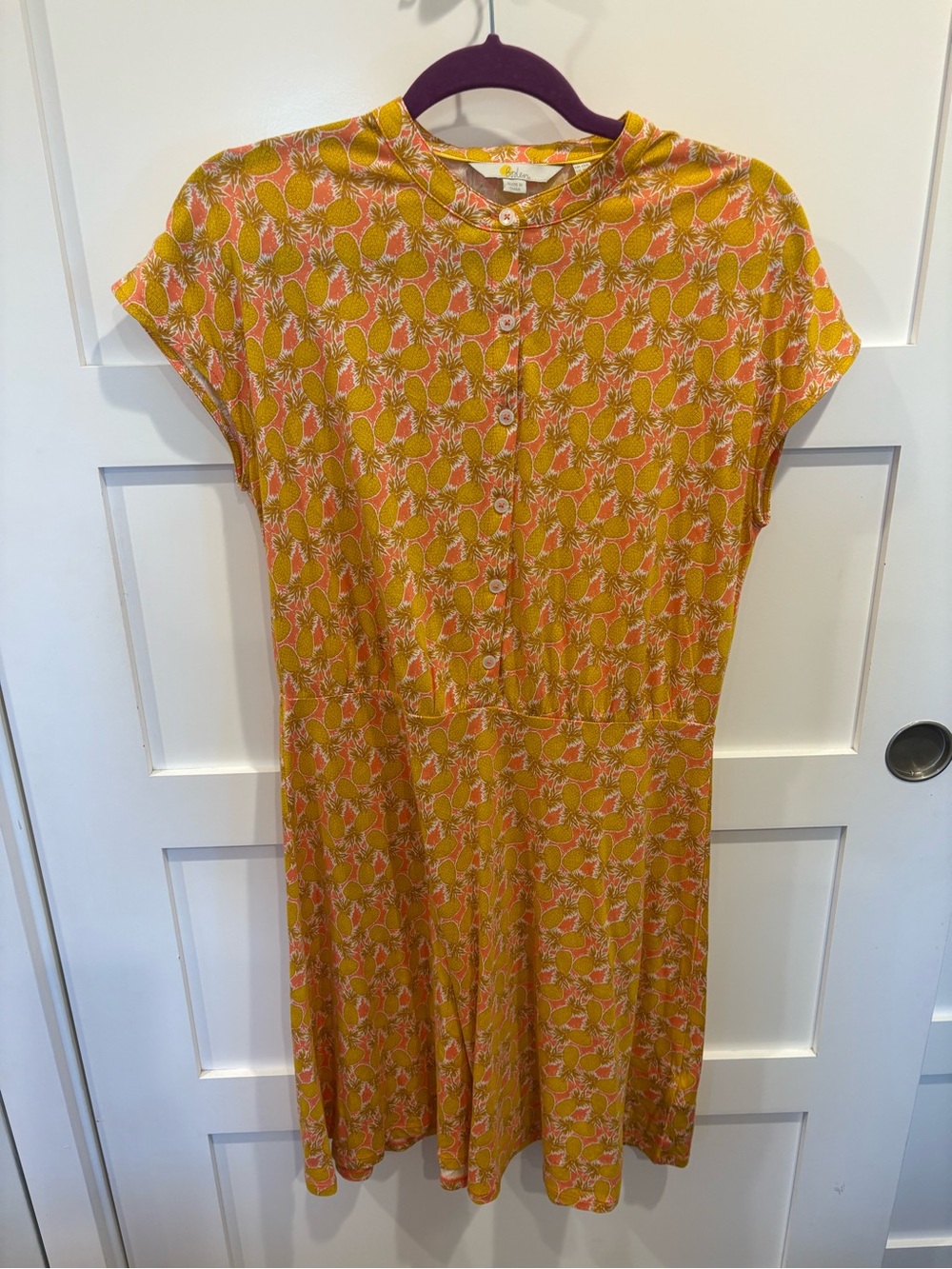 Boden Pineapple Print Button-Up Dress – Size 8R